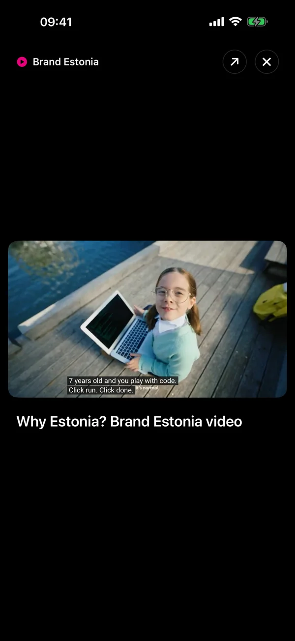 Brand Estonia’s video “Why Estonia?” in Slurp’s player on an iPhone.