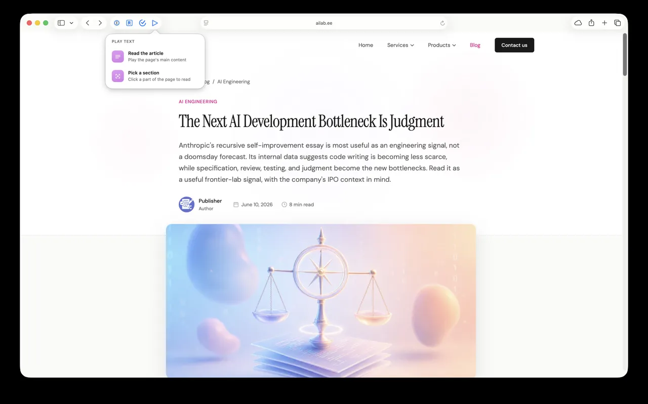 Play Text reading an article aloud