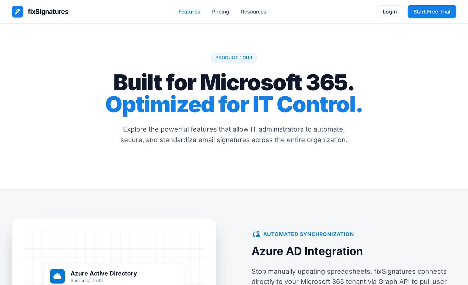 fixSignatures features page