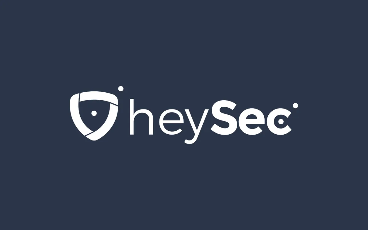 heySec logo reversed on navy