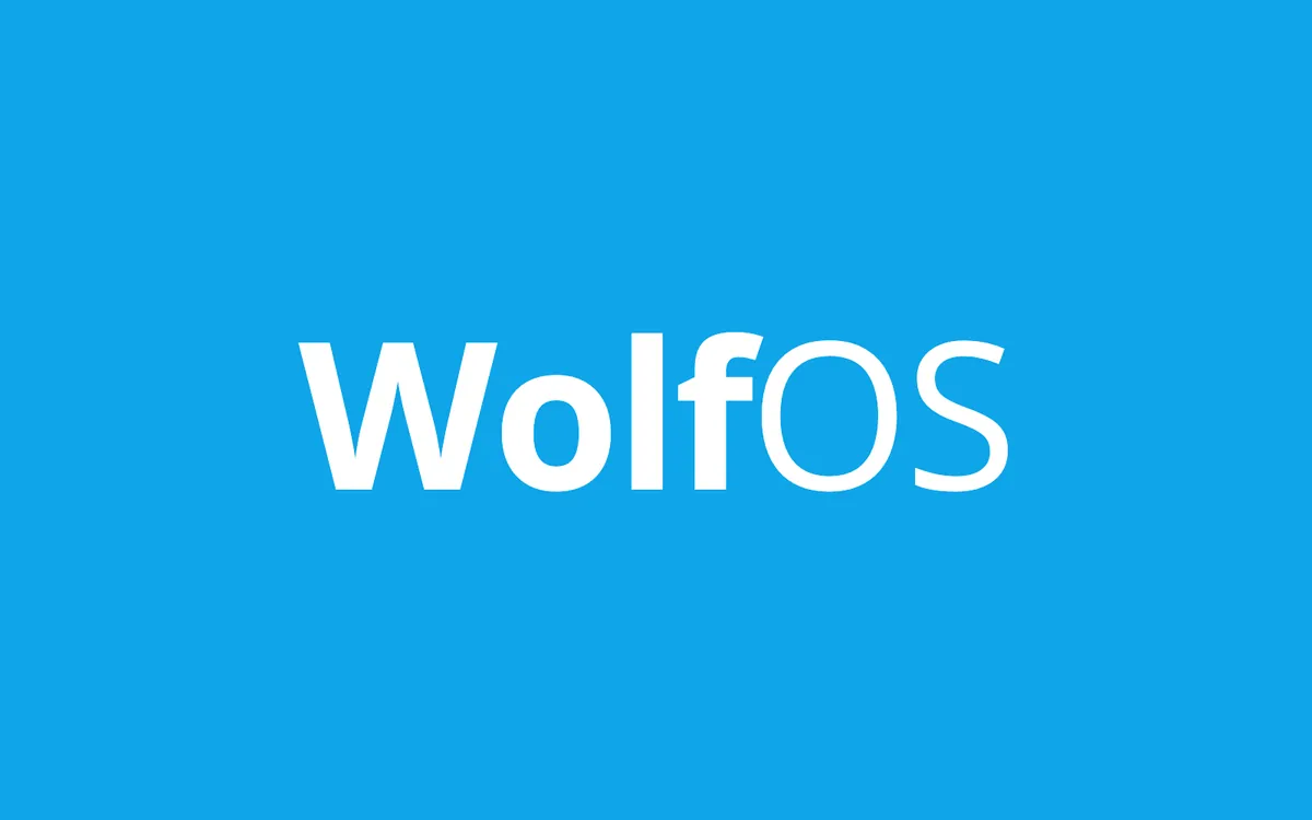 WolfOS wordmark on sky blue