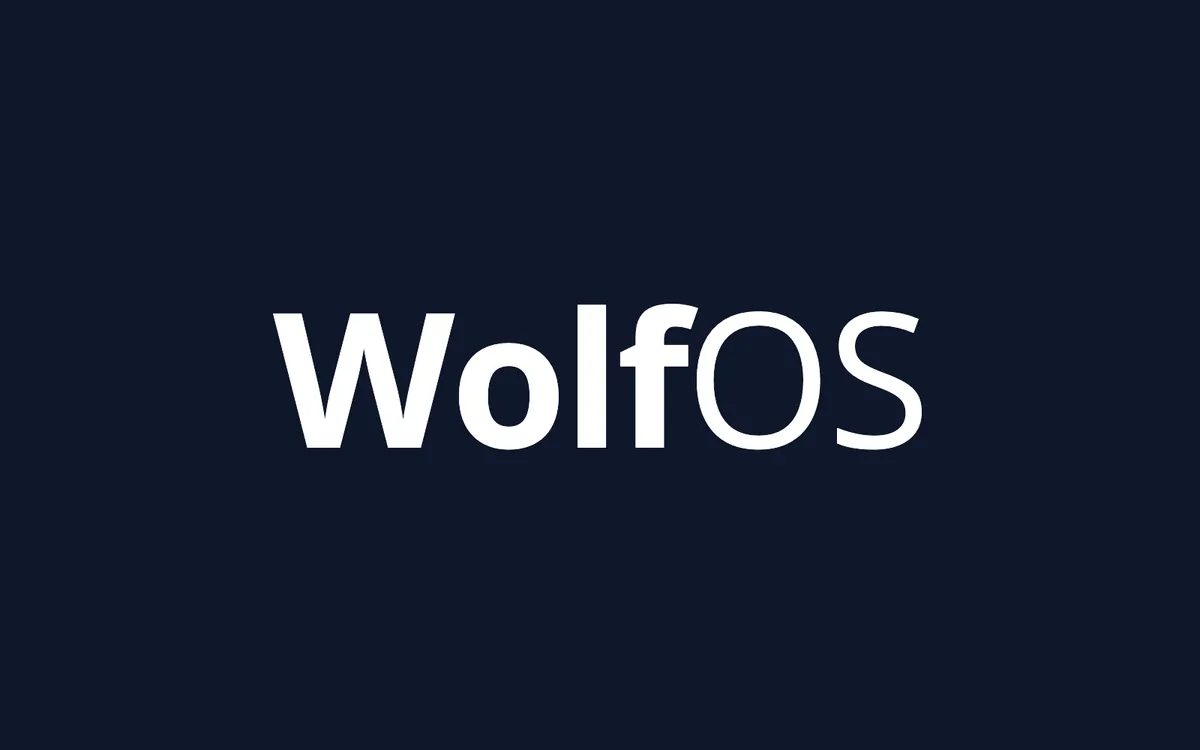 WolfOS wordmark on slate